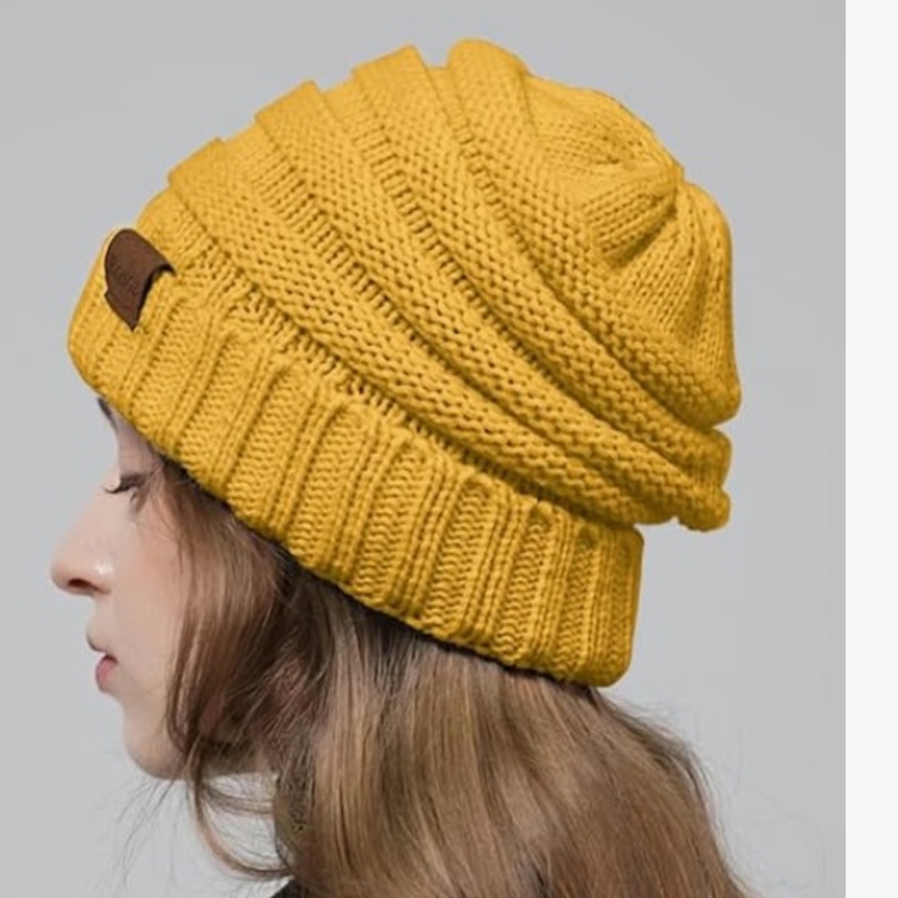Chic Nation Mustard Knit Beanie